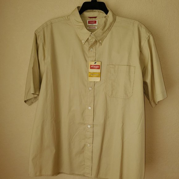 Wrangler Tan S/S Button Down 2XL NWT Relaxed Fit - Picture 1 of 2